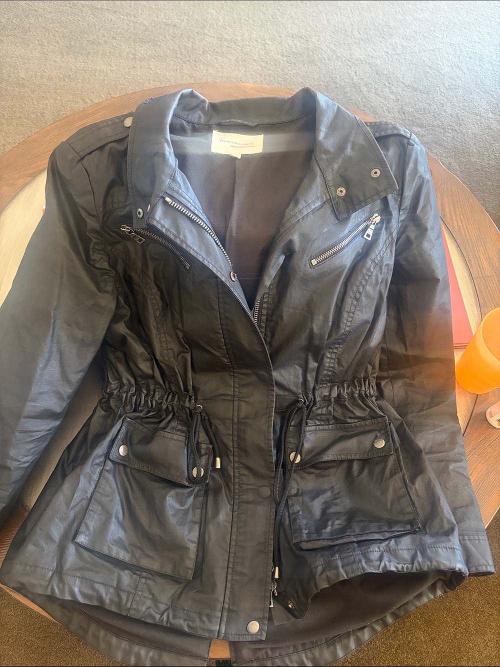 Vince Camuto Faux Leather Look Jacket Water Resistant Fall Look L